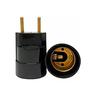 Soquete E27 C/Plug Pino Porta Lâmpada Preto