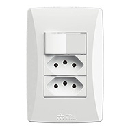 Mectronic Petra Conjunto 1 Interruptor Simples SF + 2 Tomadas 2P+T 10A/250V 39922